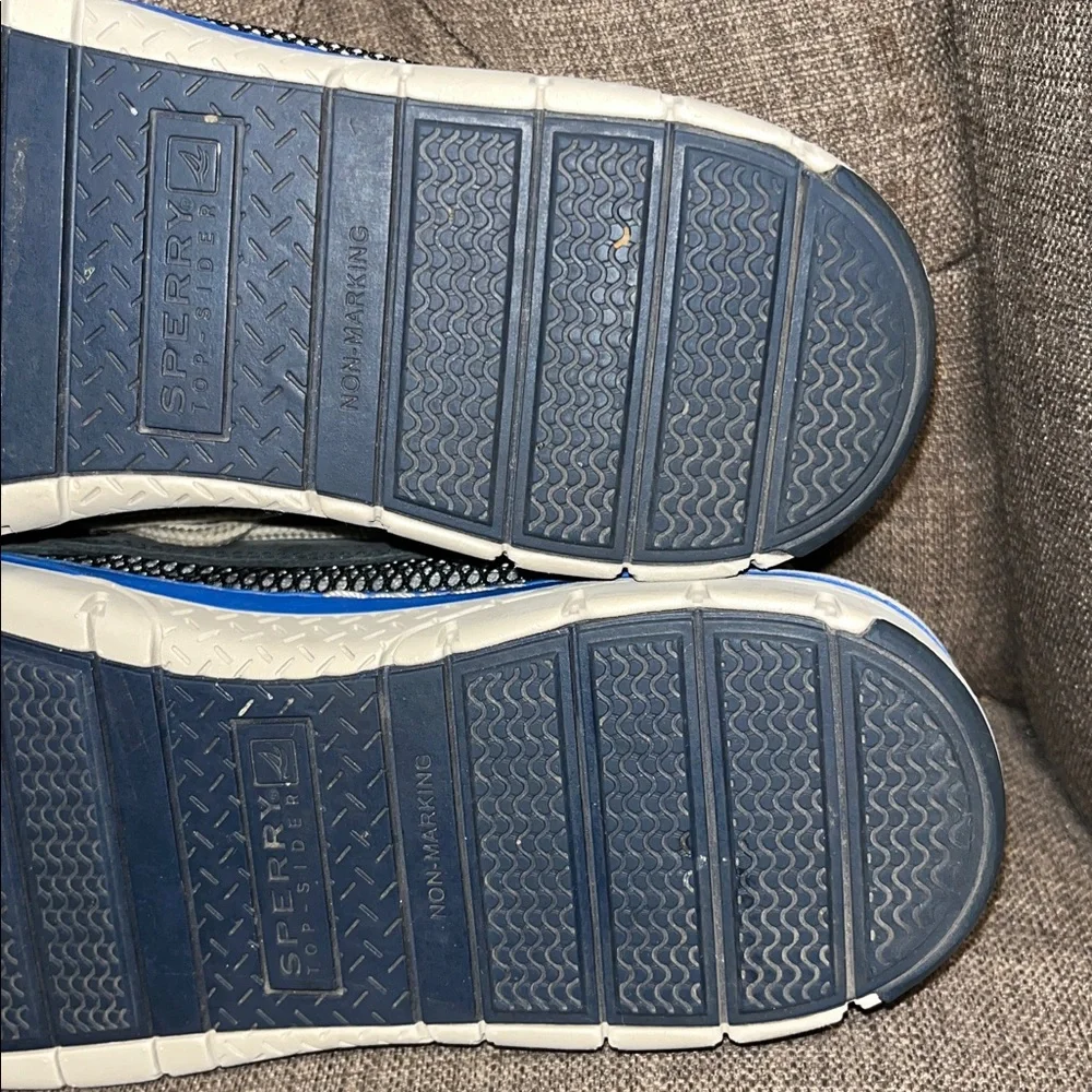 Sperry Top-Sider Charcoal Boat Shoes leather with Blue Trim men's 10